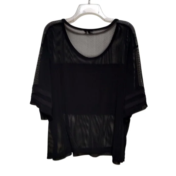 Bebe Sport Black Mesh Logo Active Top Boxy T-Shirt - Picture 3 of 11